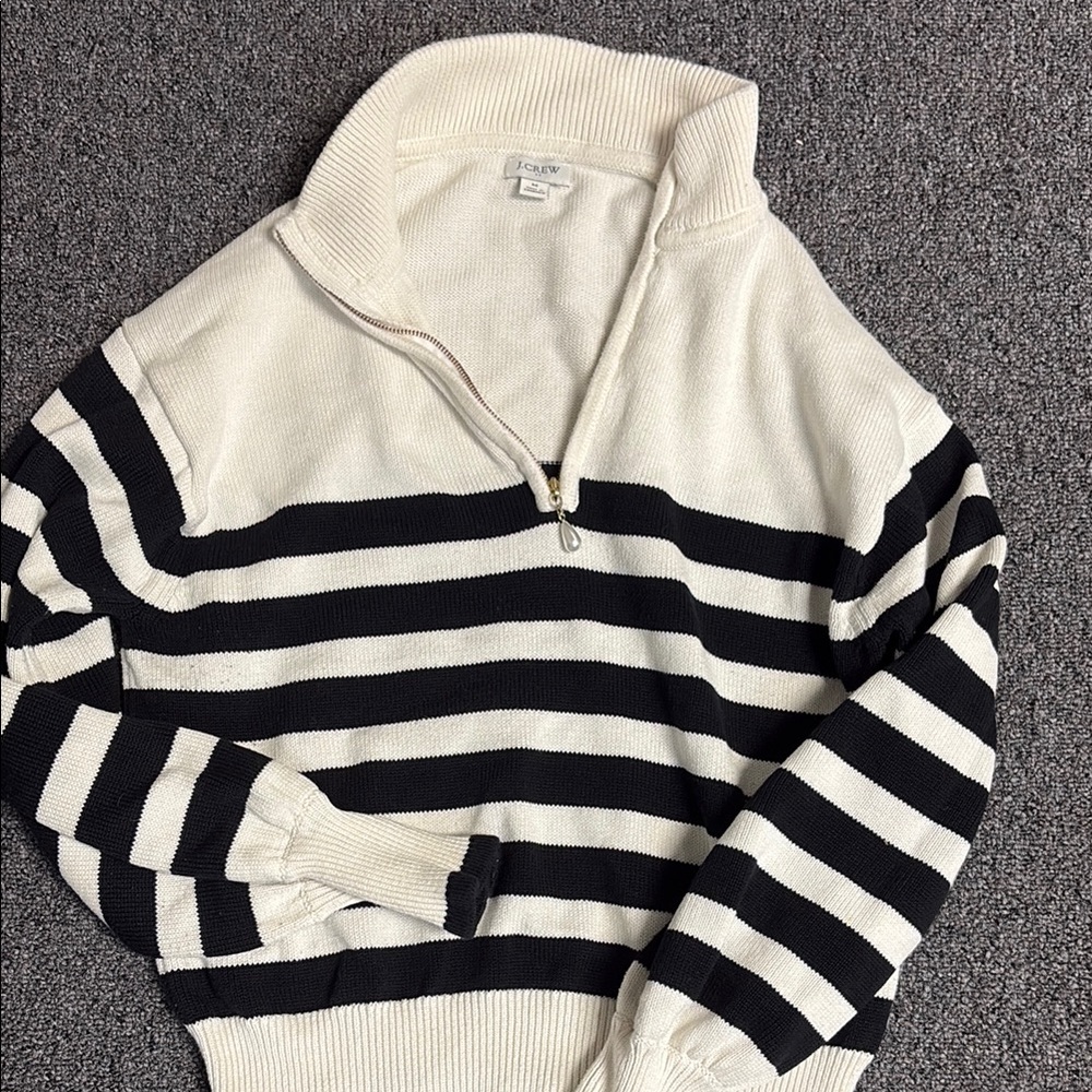 J. Crew Factory Black and White Striped Sweater
